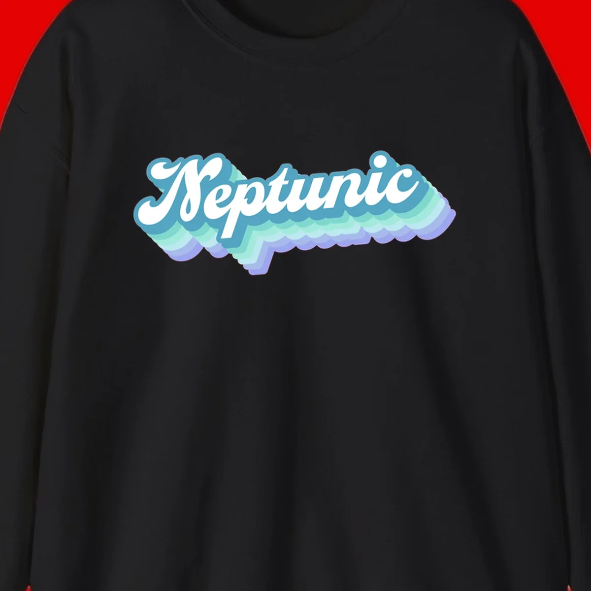 Neptune cloud dreamy design featuring white cursive text over layered teal, cyan, and purple scalloped cloud shapes with gradient background