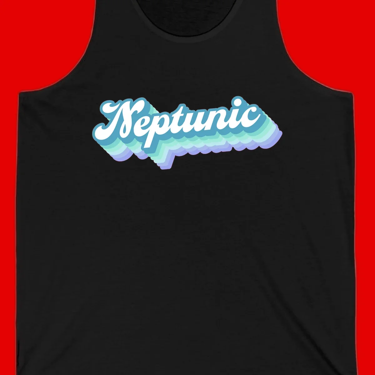 Neptune cloud dreamy design featuring white cursive text over layered teal, cyan, and purple scalloped cloud shapes with gradient background