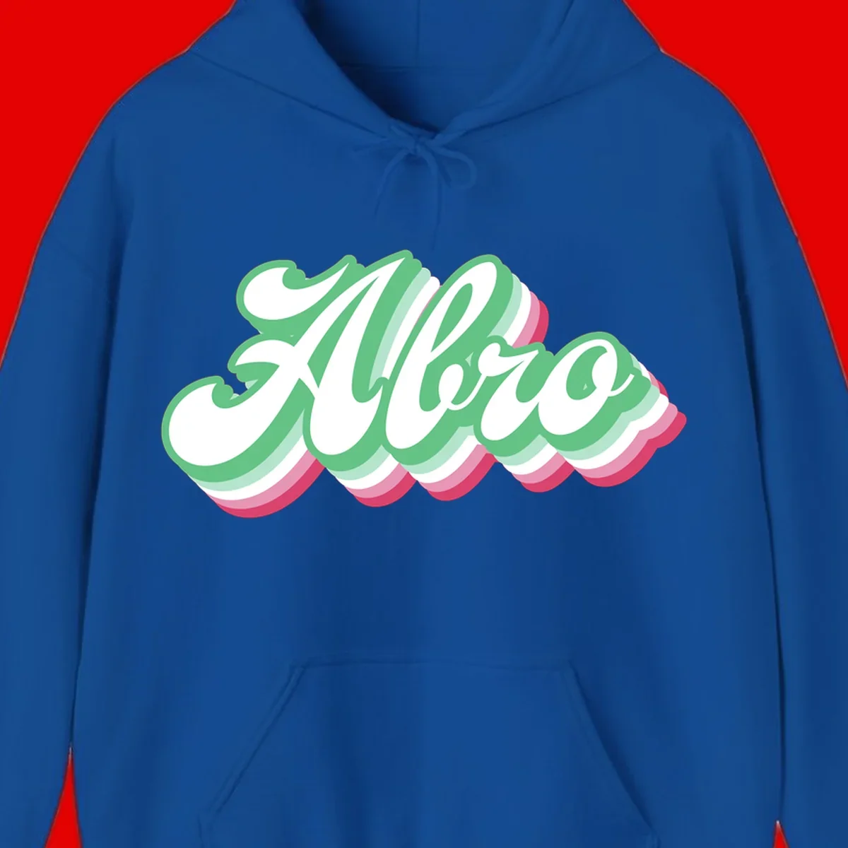 Hello wavy pride design featuring bold 3D layered text in green, pink, and white with striped pattern effect