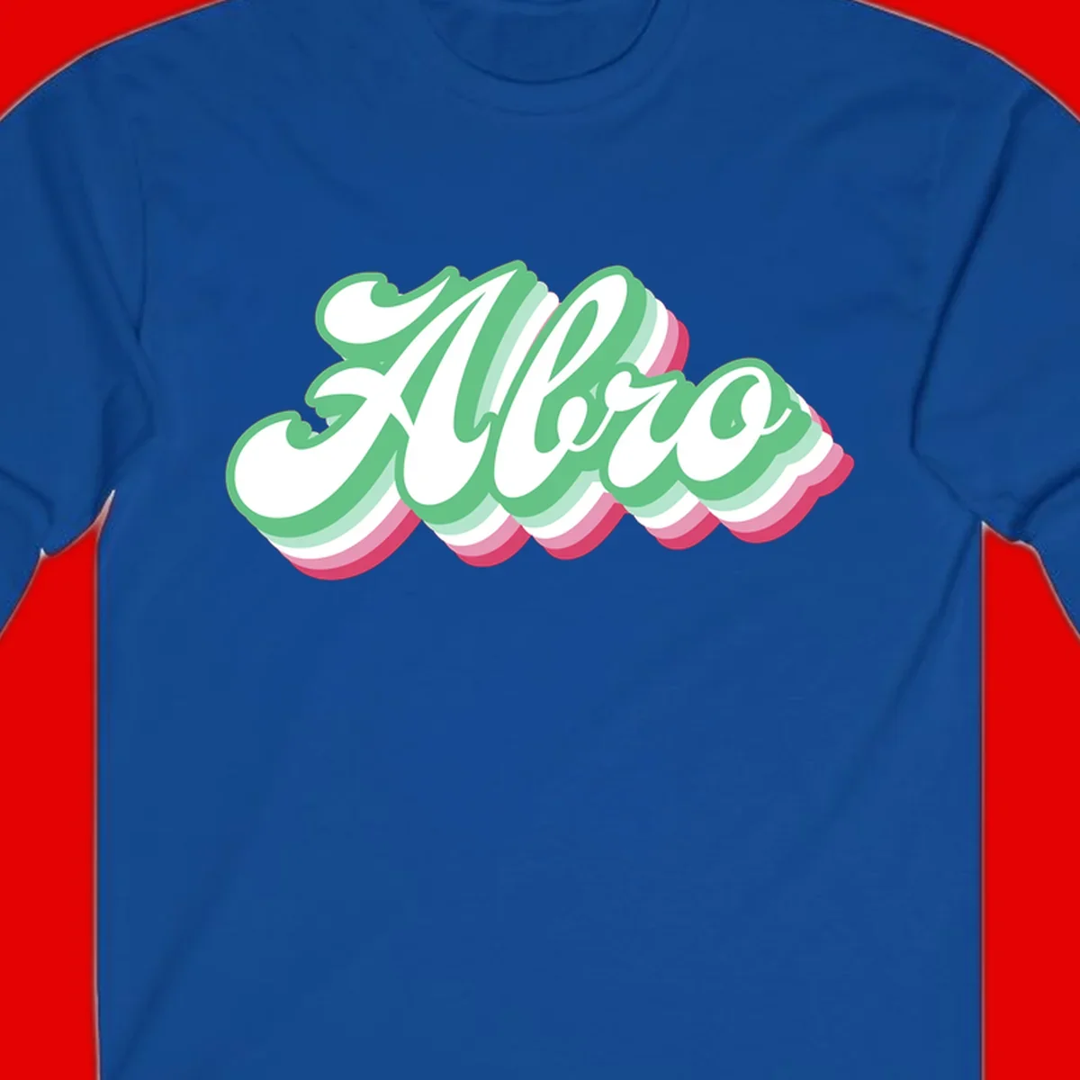 Hello wavy pride design featuring bold 3D layered text in green, pink, and white with striped pattern effect
