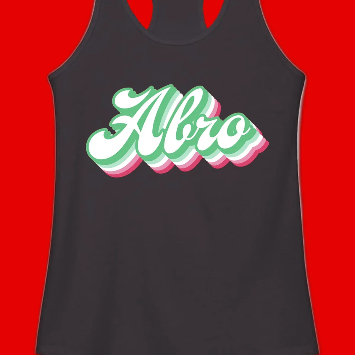 Hello wavy pride design featuring bold 3D layered text in green, pink, and white with striped pattern effect