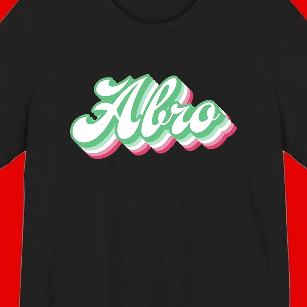 Hello wavy pride design featuring bold 3D layered text in green, pink, and white with striped pattern effect