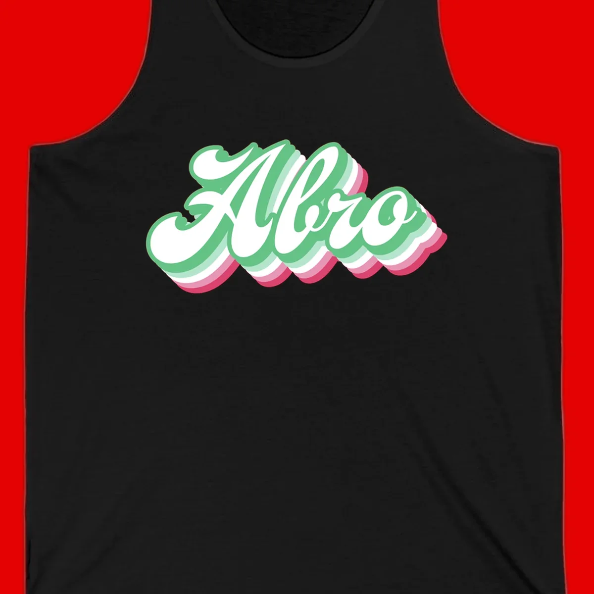 Hello wavy pride design featuring bold 3D layered text in green, pink, and white with striped pattern effect