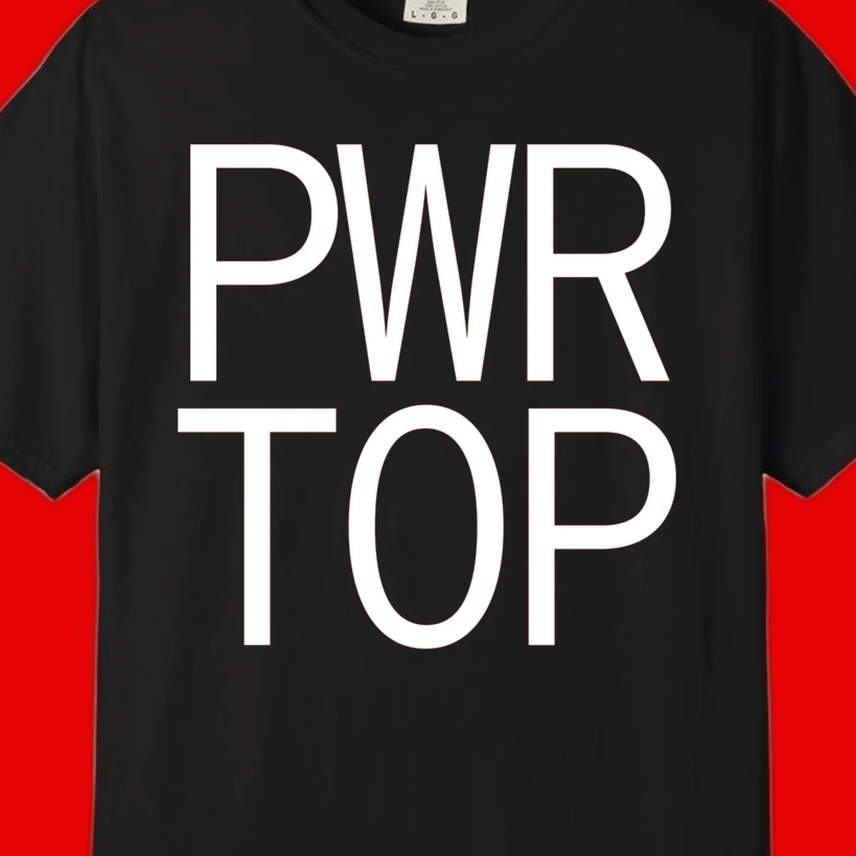PWR TOP bold sans-serif typography design in white lettering on gray background