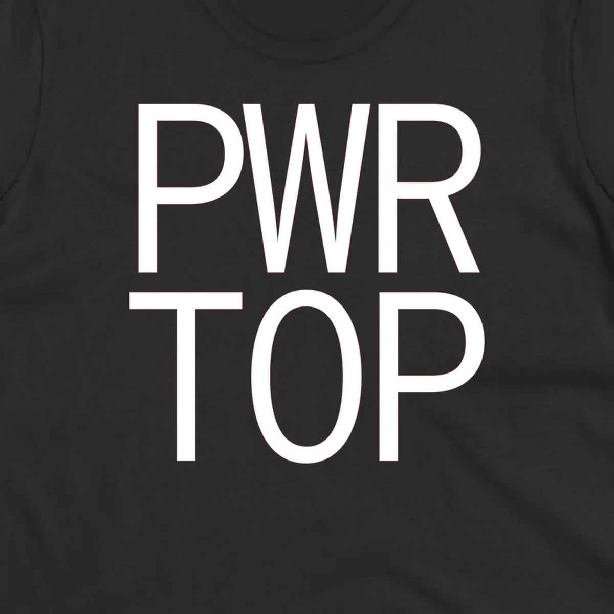 PWR TOP bold sans-serif typography design in white lettering on gray background