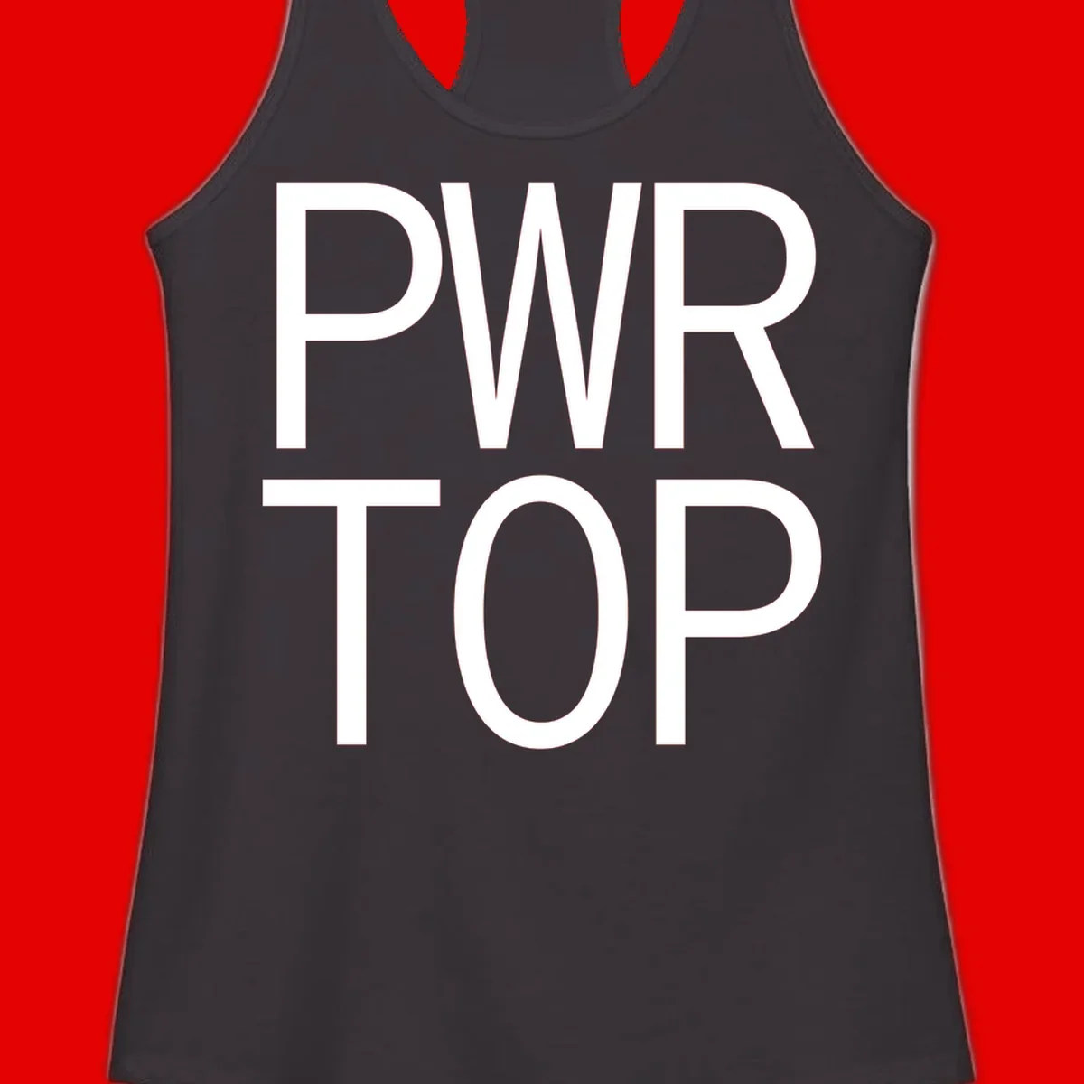 PWR TOP bold sans-serif typography design in white lettering on gray background