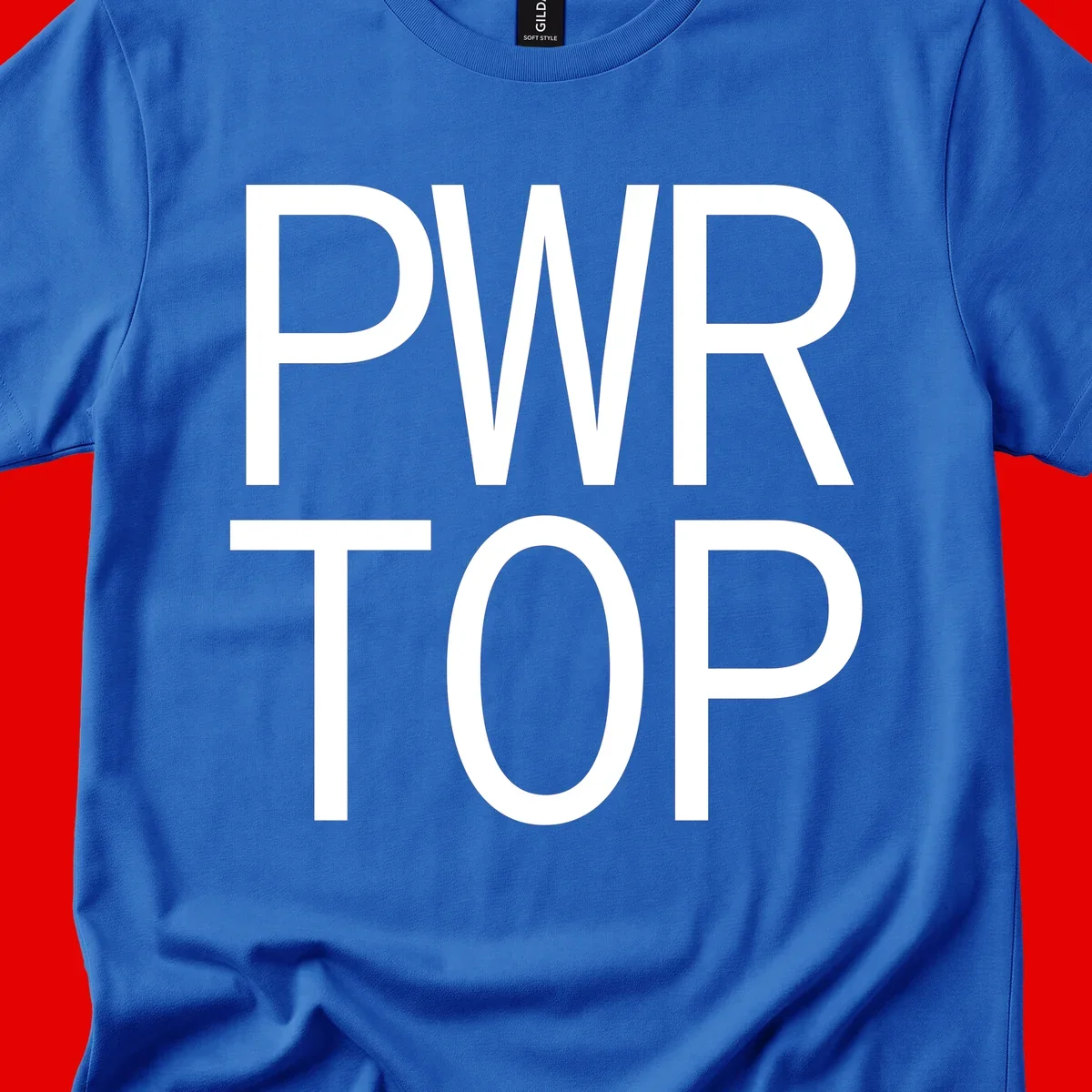 PWR TOP bold sans-serif typography design in white lettering on gray background