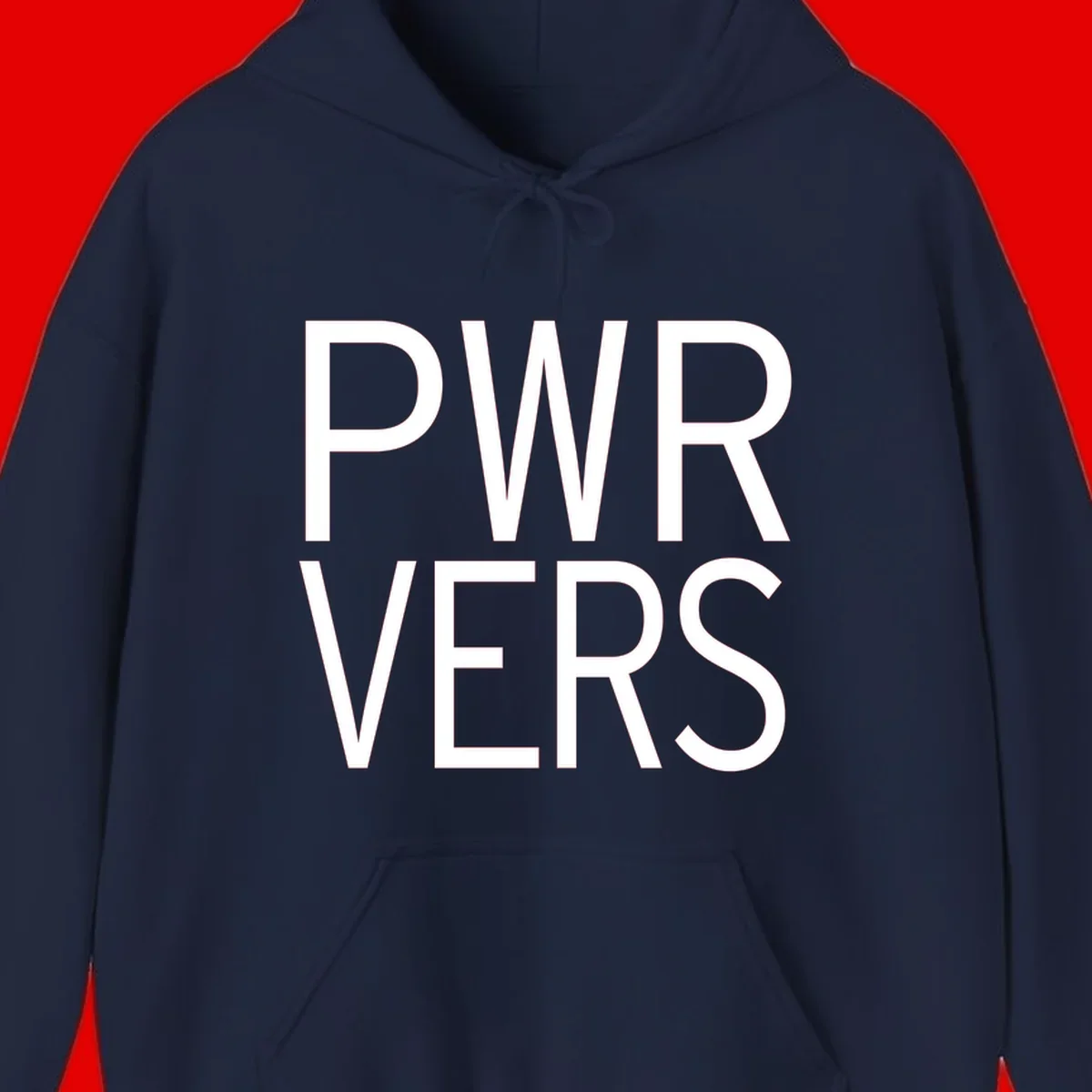 Bold white 'PWR VERS' text on gray background - a proud typography design celebrating LGBTQ+ identity
