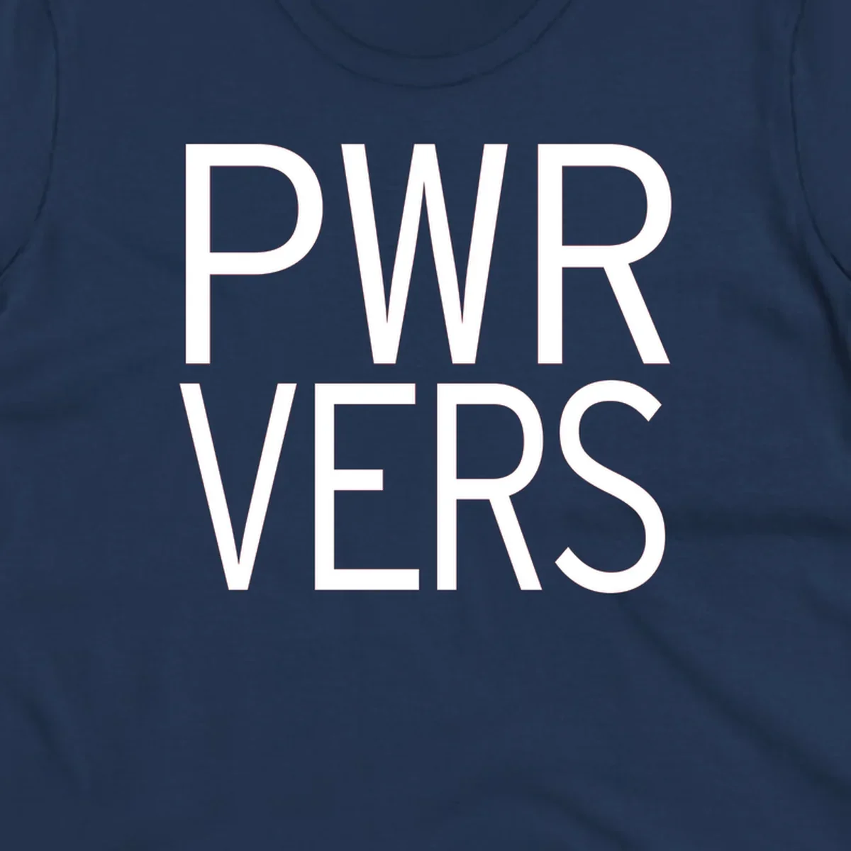 Bold white 'PWR VERS' text on gray background - a proud typography design celebrating LGBTQ+ identity