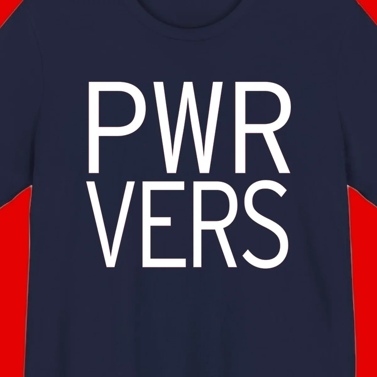 Bold white 'PWR VERS' text on gray background - a proud typography design celebrating LGBTQ+ identity