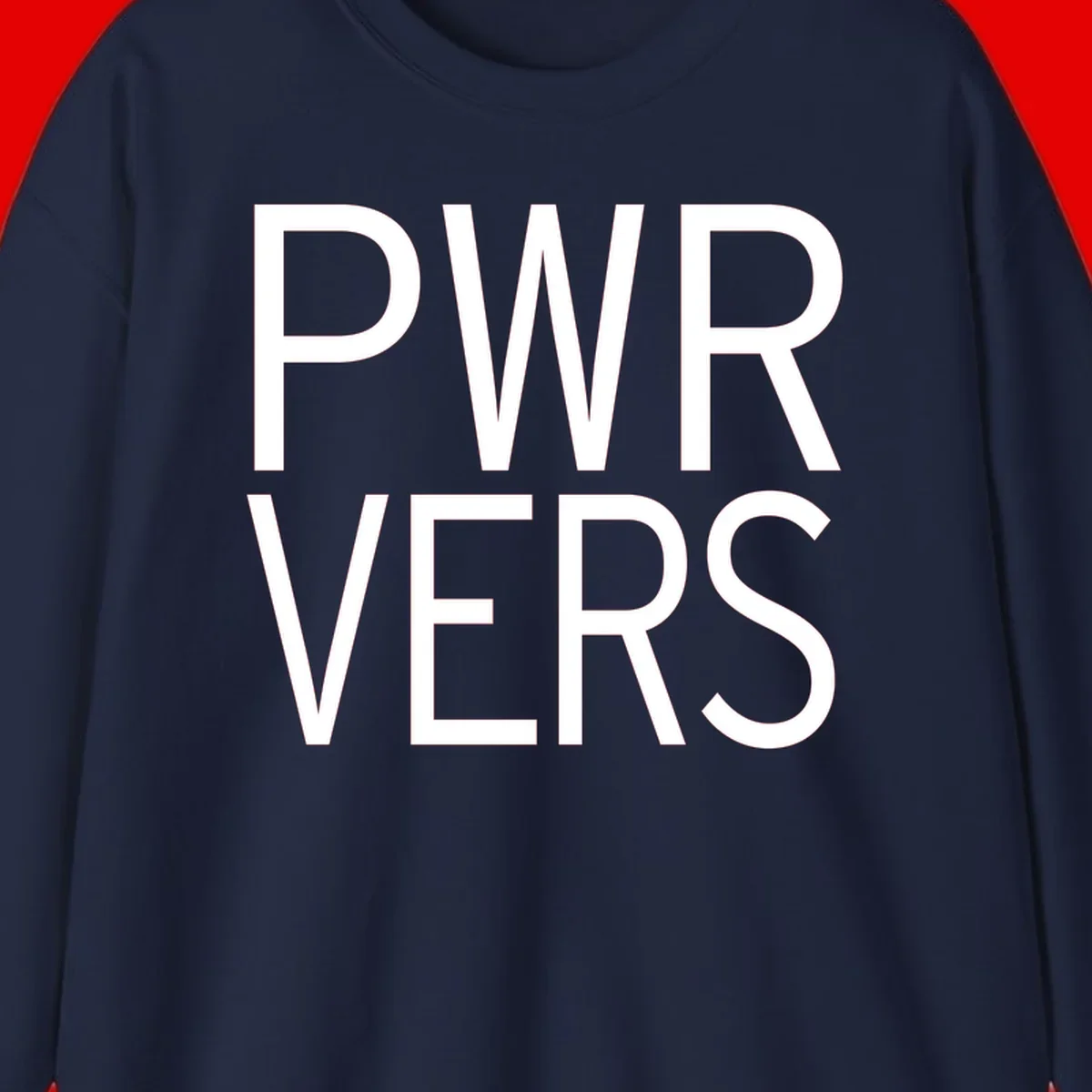 Bold white 'PWR VERS' text on gray background - a proud typography design celebrating LGBTQ+ identity