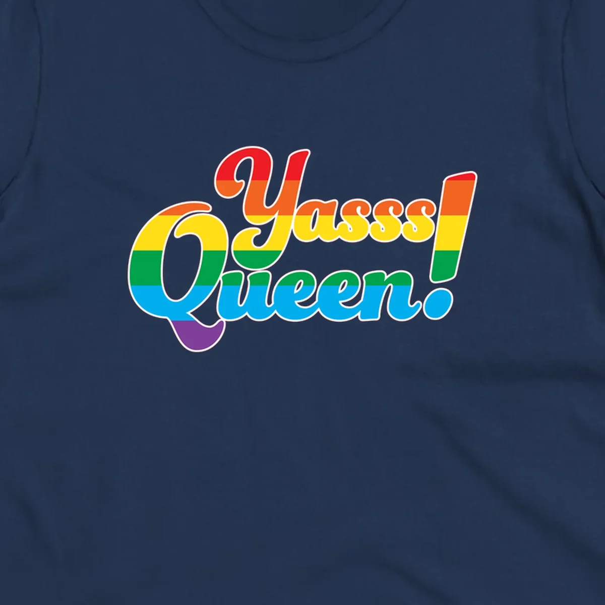 Rainbow pride flag striped text reading 'Unapologetically Queer!' with bold white outline on gray background