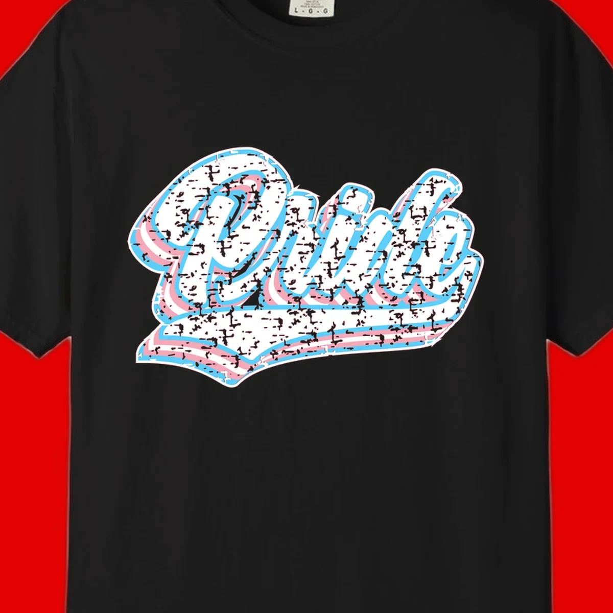 Wavy layered typography design with blue and pink textured letters creating dimensional flowing text art
