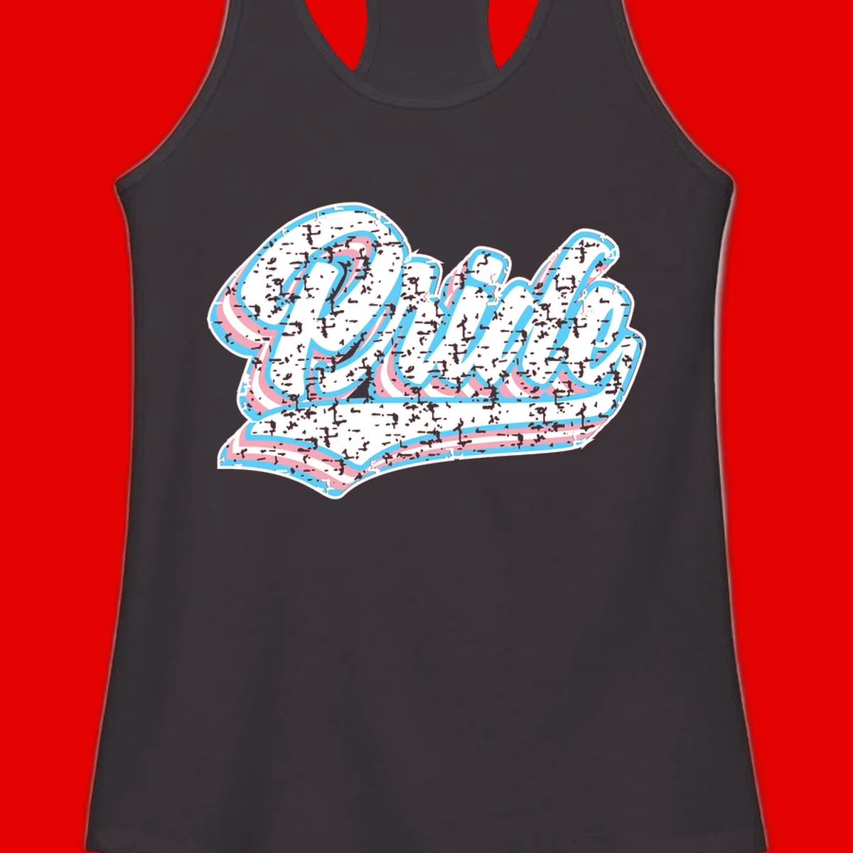 Wavy layered typography design with blue and pink textured letters creating dimensional flowing text art