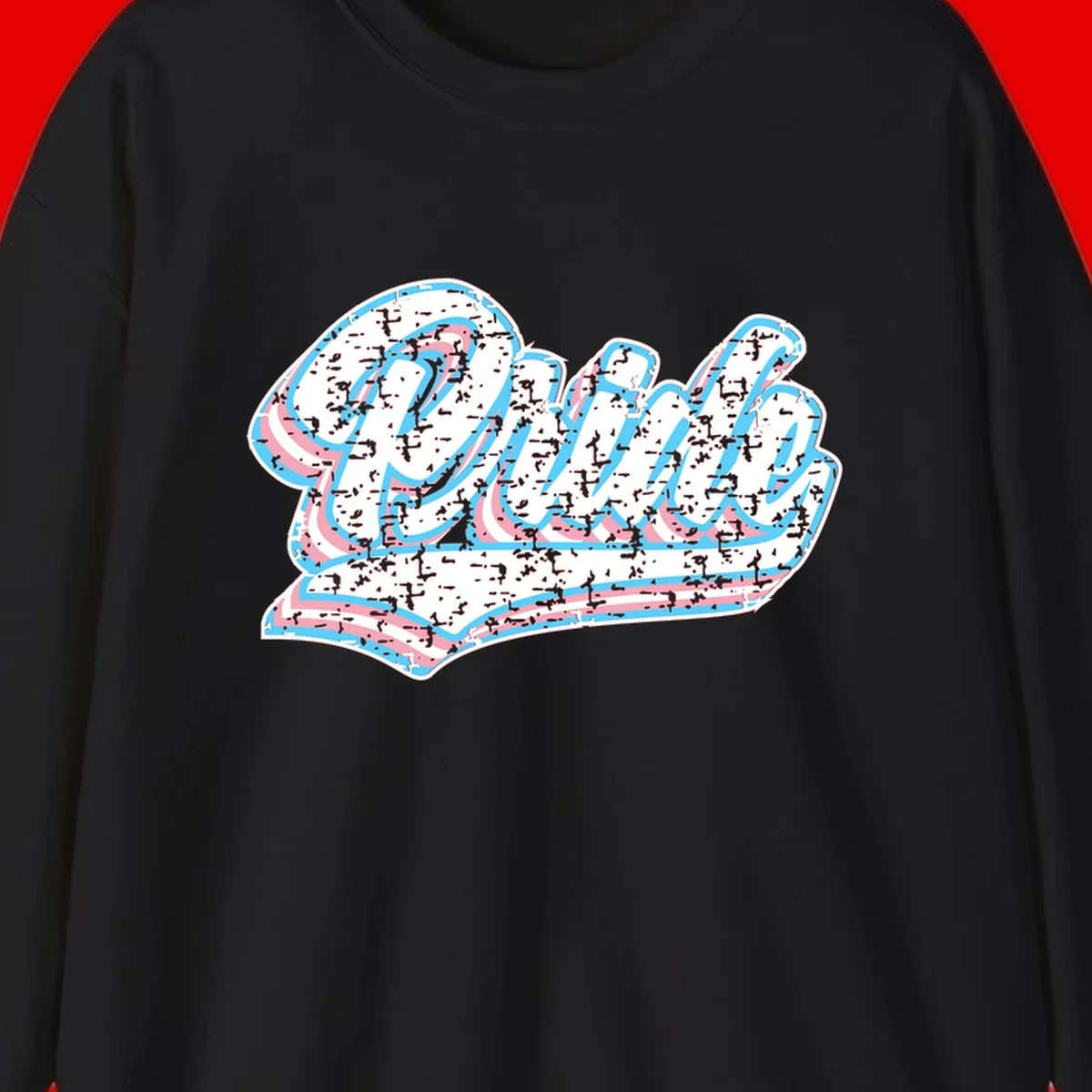 Wavy layered typography design with blue and pink textured letters creating dimensional flowing text art