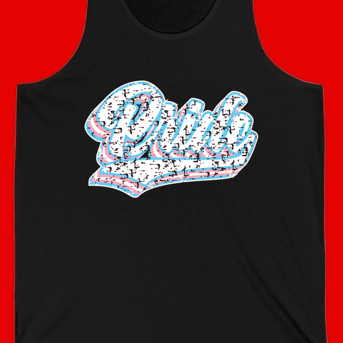 Wavy layered typography design with blue and pink textured letters creating dimensional flowing text art