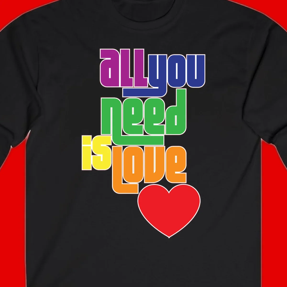Colorful rainbow typography spelling 'all you need is hope' with a red heart, representing LGBTQ+ pride and inclusivity