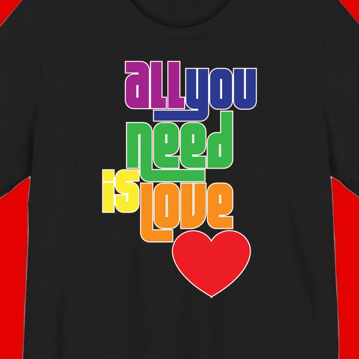 Colorful rainbow typography spelling 'all you need is hope' with a red heart, representing LGBTQ+ pride and inclusivity