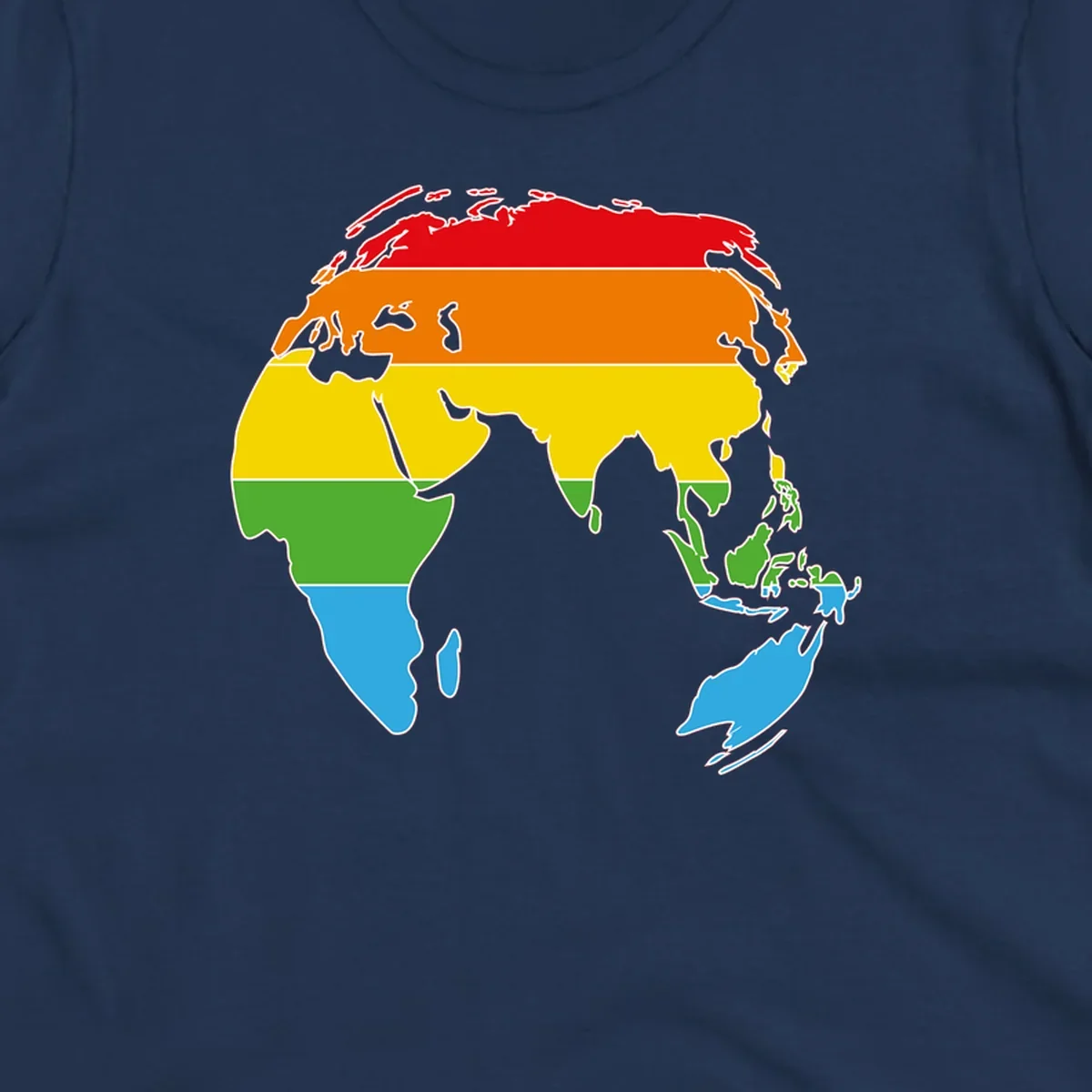 Map of Asia divided into five colored climate zones: red, orange, yellow, green, and blue bands representing different temperature and precipitation regions.