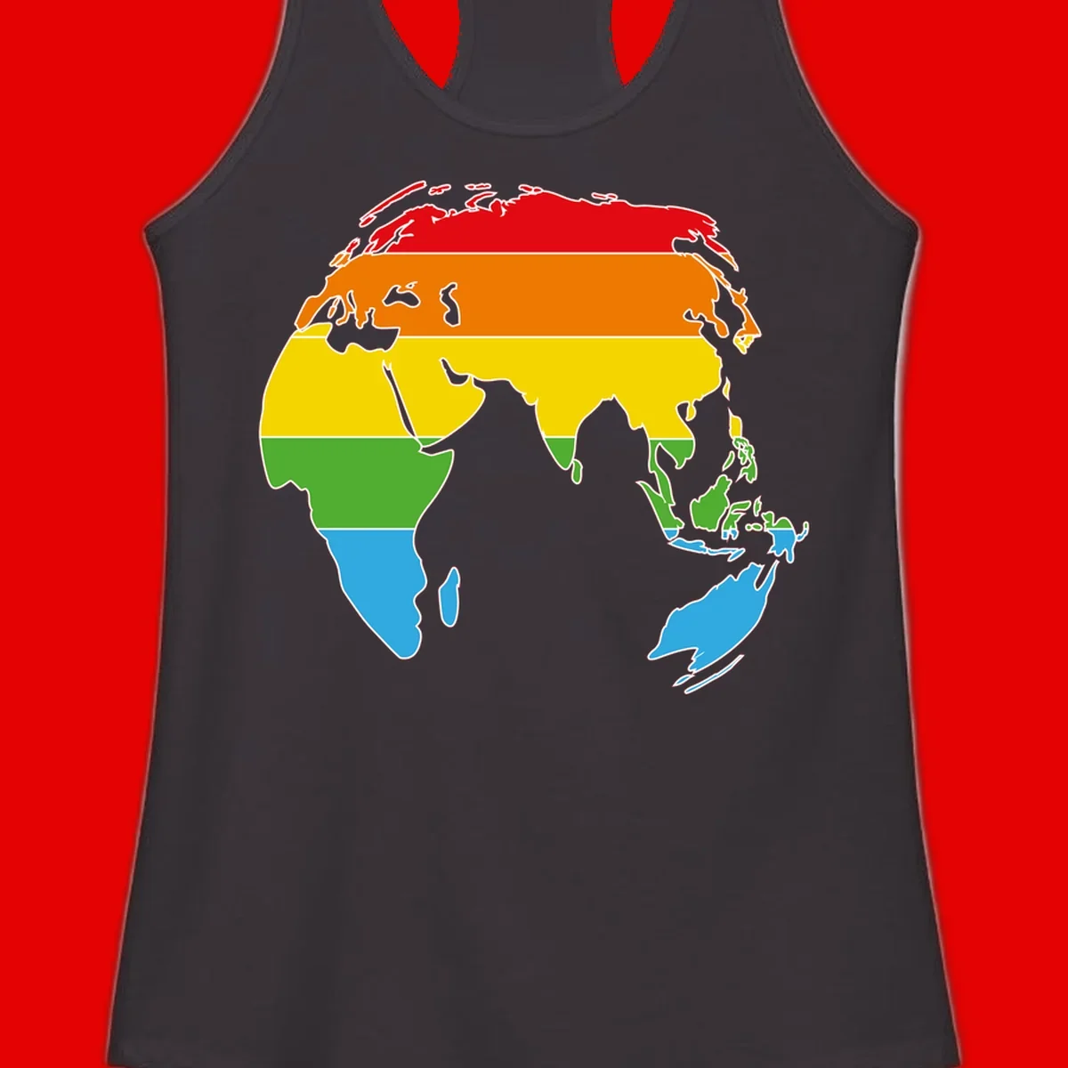 Map of Asia divided into five colored climate zones: red, orange, yellow, green, and blue bands representing different temperature and precipitation regions.
