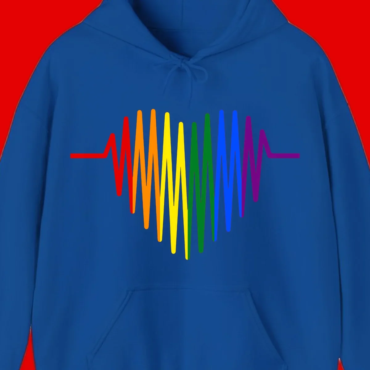 Rainbow sound wave design with spectrum colors flowing in an audio waveform pattern