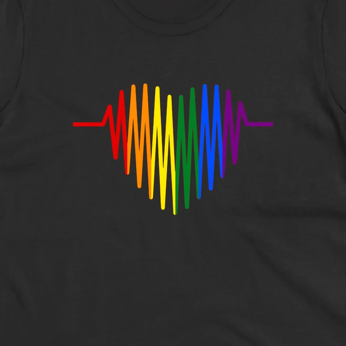 Rainbow sound wave design with spectrum colors flowing in an audio waveform pattern