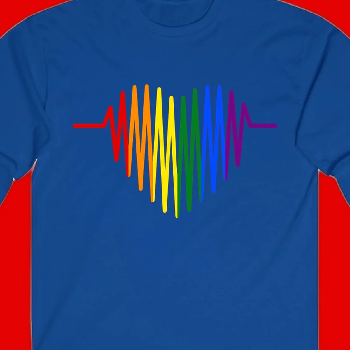 Rainbow sound wave design with spectrum colors flowing in an audio waveform pattern