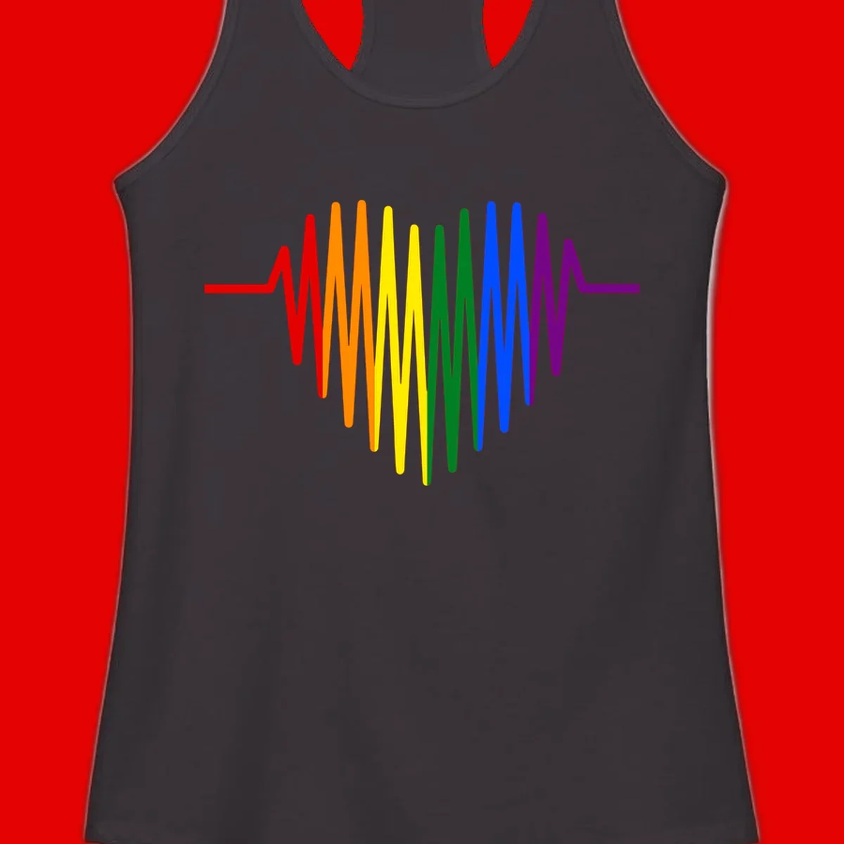 Rainbow sound wave design with spectrum colors flowing in an audio waveform pattern