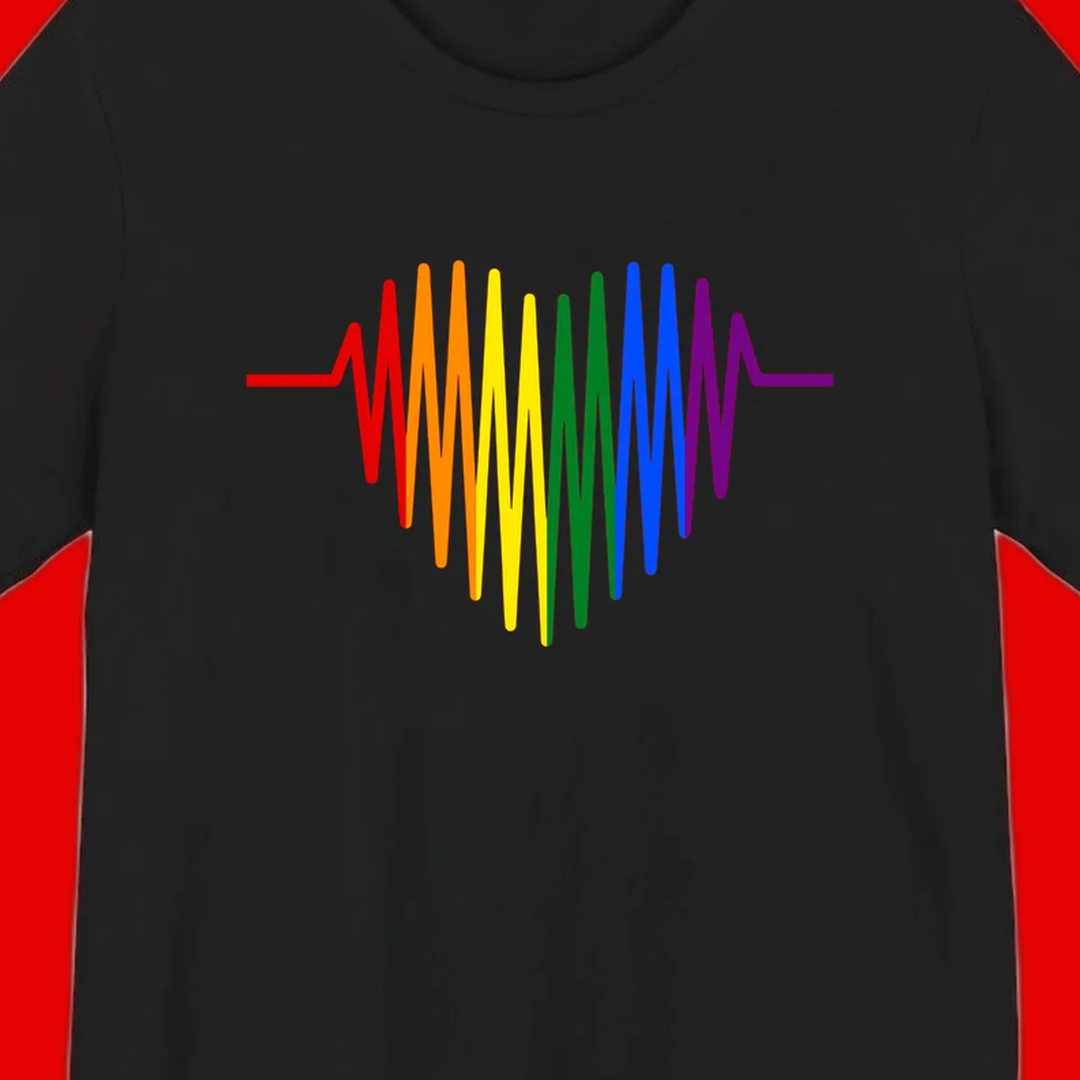 Rainbow sound wave design with spectrum colors flowing in an audio waveform pattern
