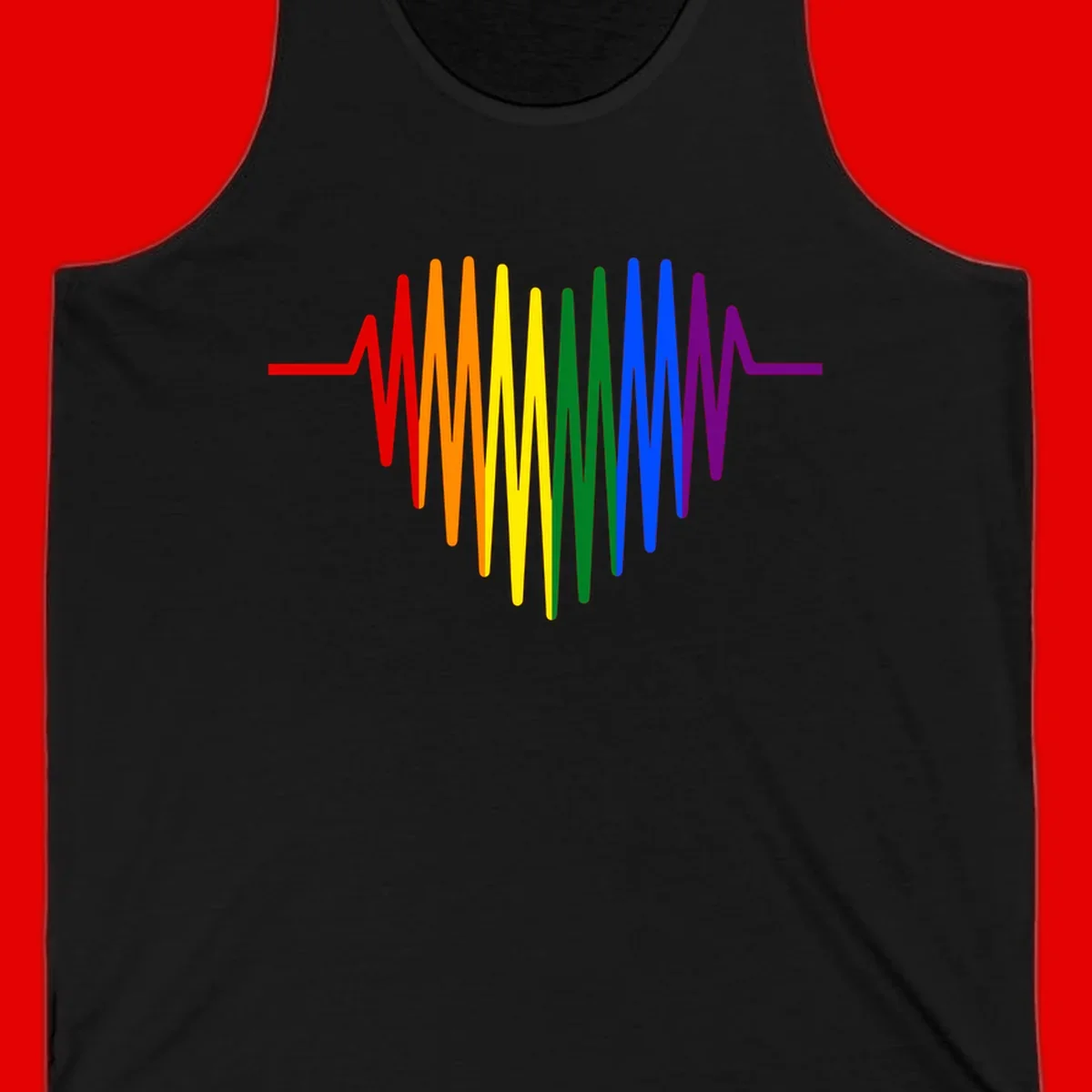 Rainbow sound wave design with spectrum colors flowing in an audio waveform pattern