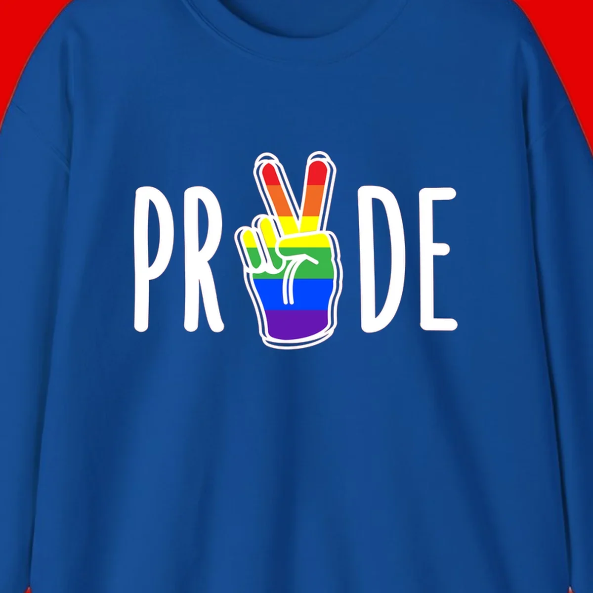 Pride peace hand rainbow design with colorful peace gesture and PRIDE text
