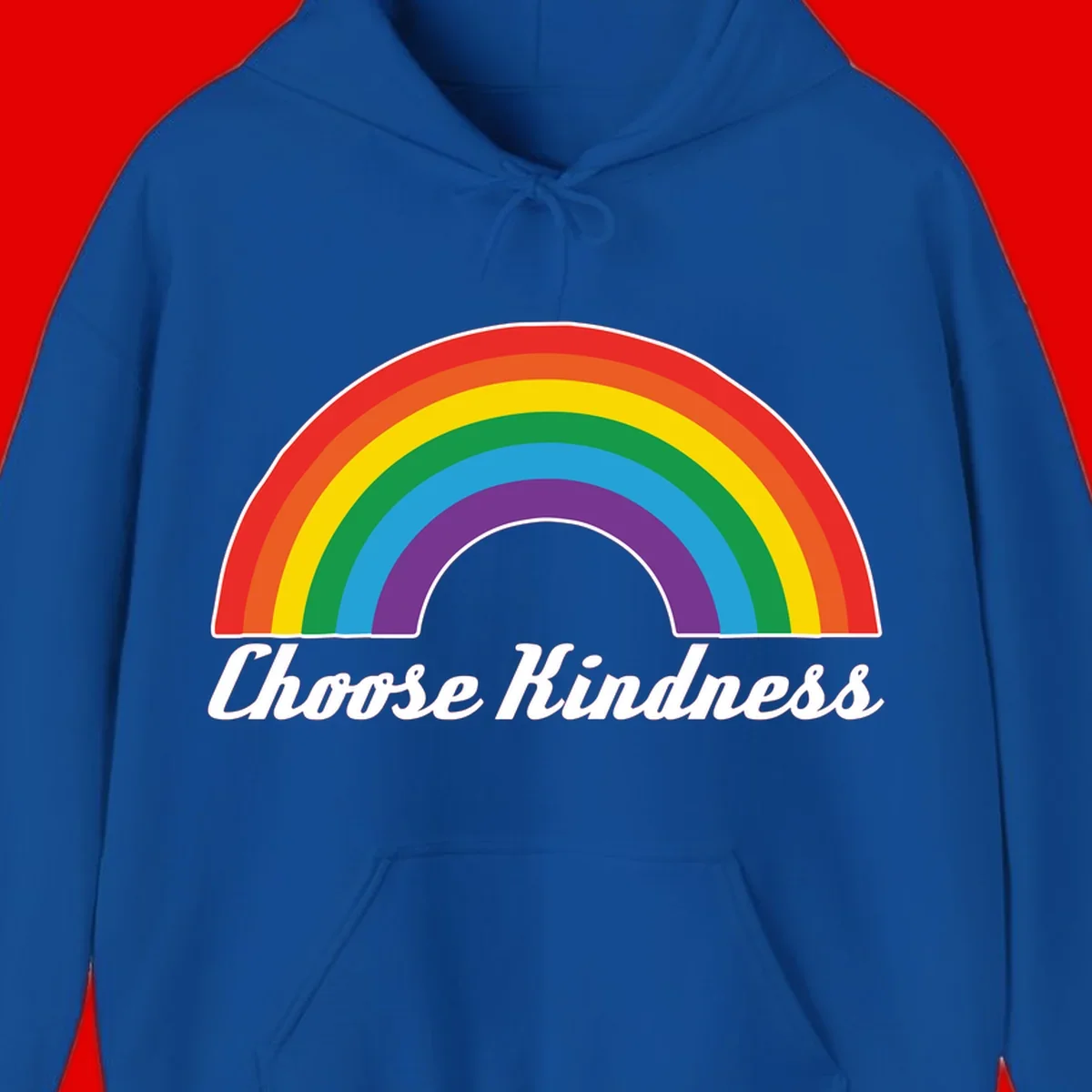Colorful rainbow arc with 'Choose Kindness' text, promoting inclusivity and compassion