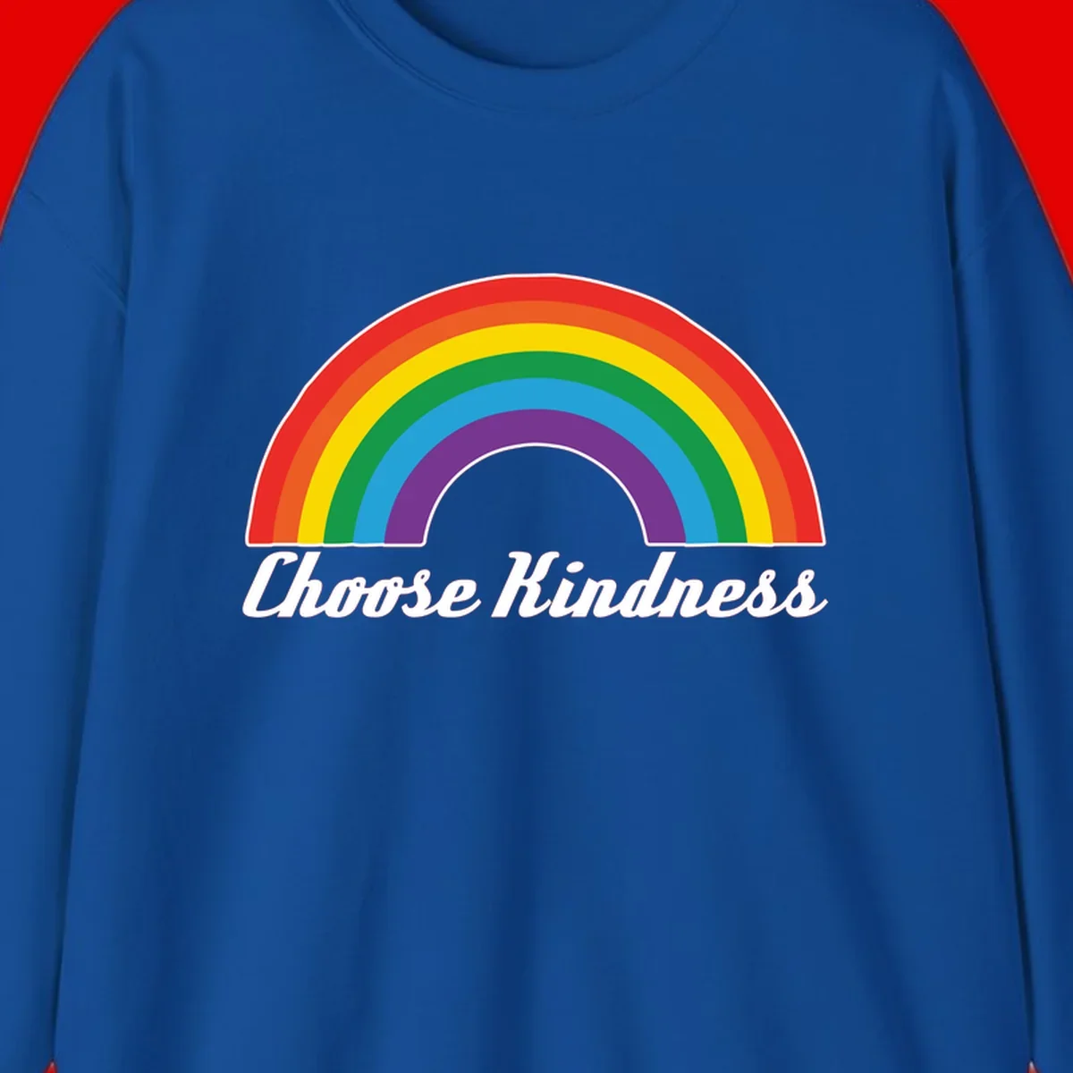 Colorful rainbow arc with 'Choose Kindness' text, promoting inclusivity and compassion