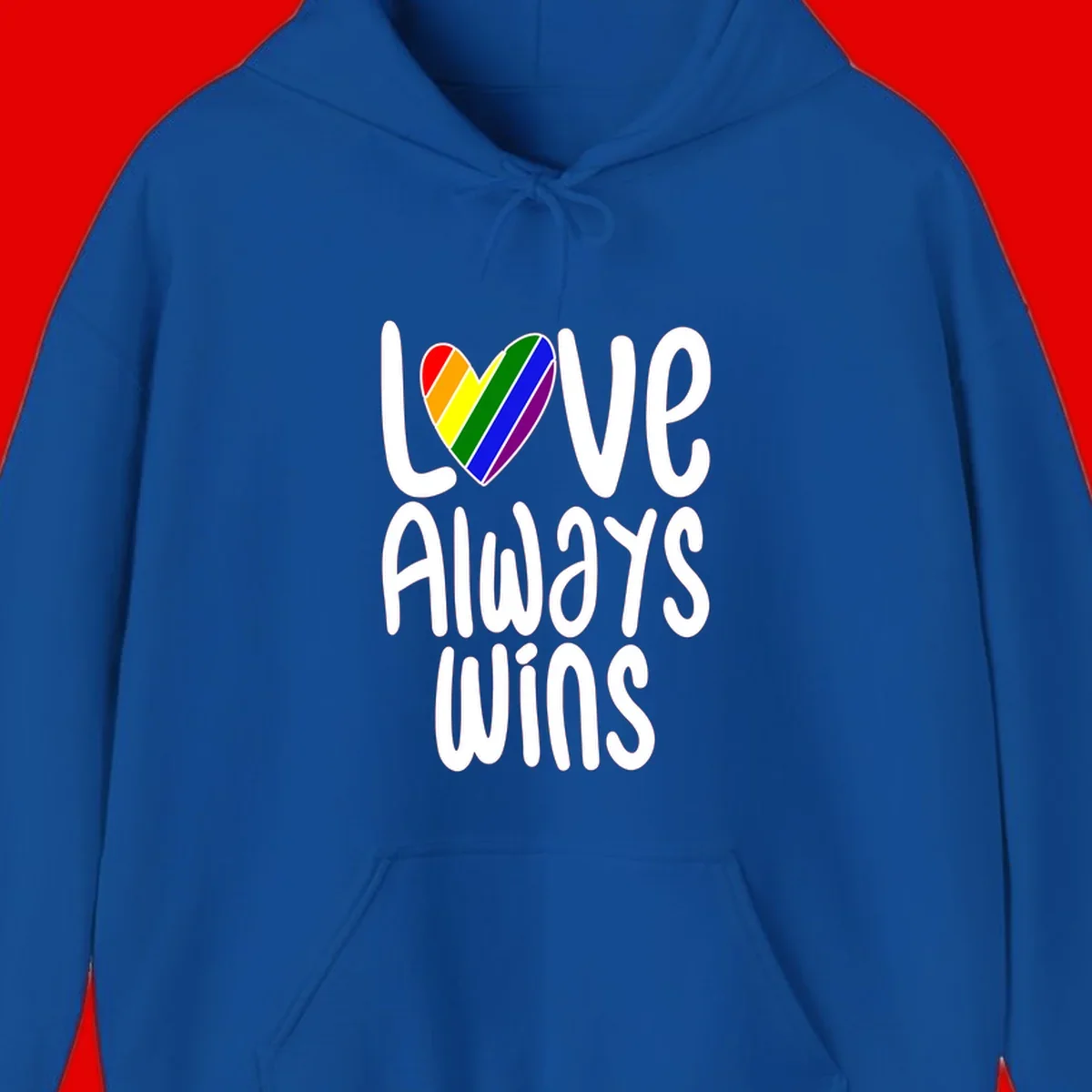 Rainbow striped heart with 'Love Always Wins' text - pride-themed design celebrating equality and LGBTQ inclusion