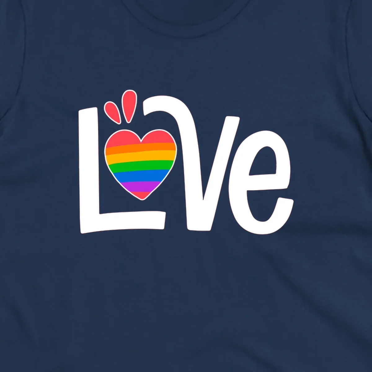 Love pride paw print design with rainbow-striped heart and white lettering on gray background