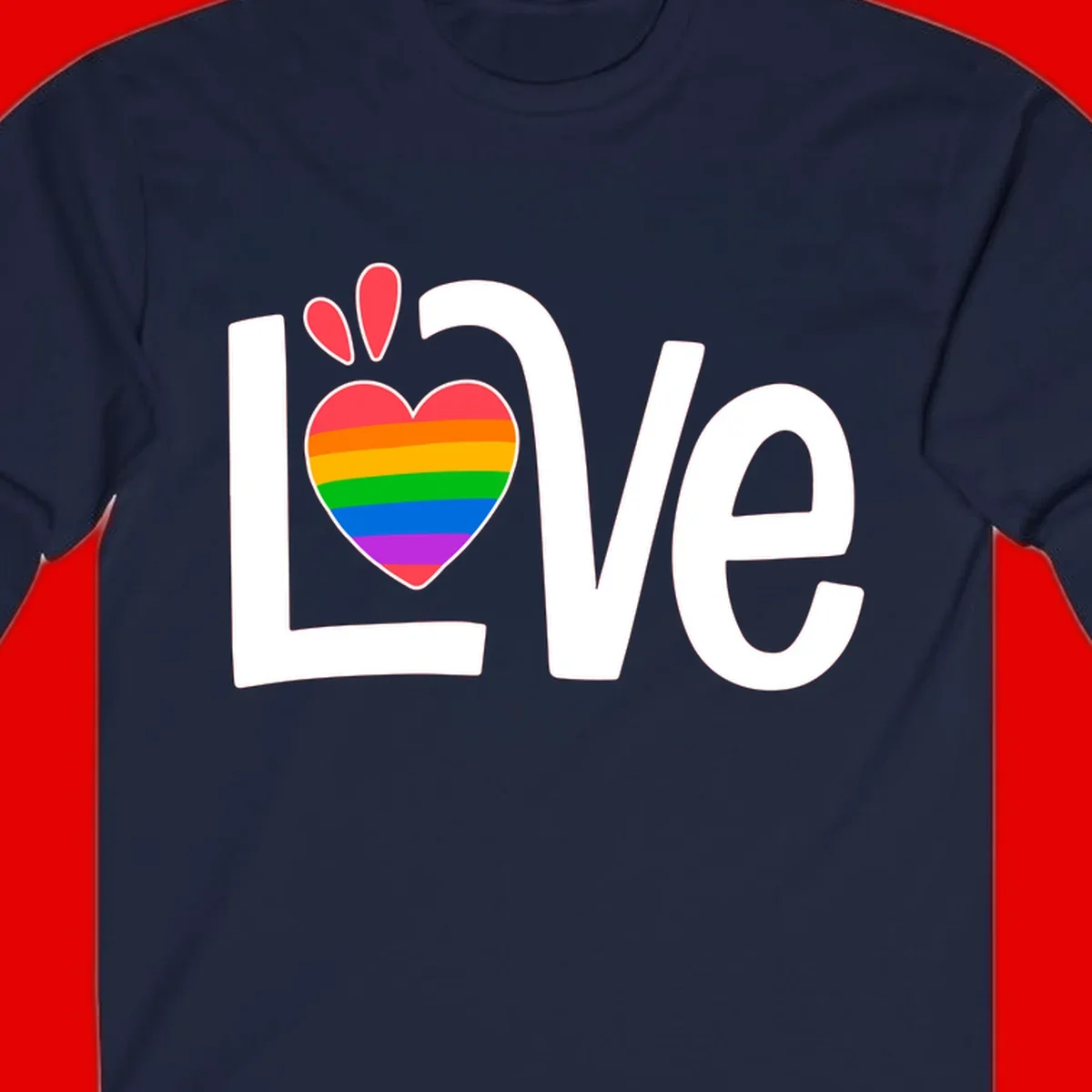 Love pride paw print design with rainbow-striped heart and white lettering on gray background