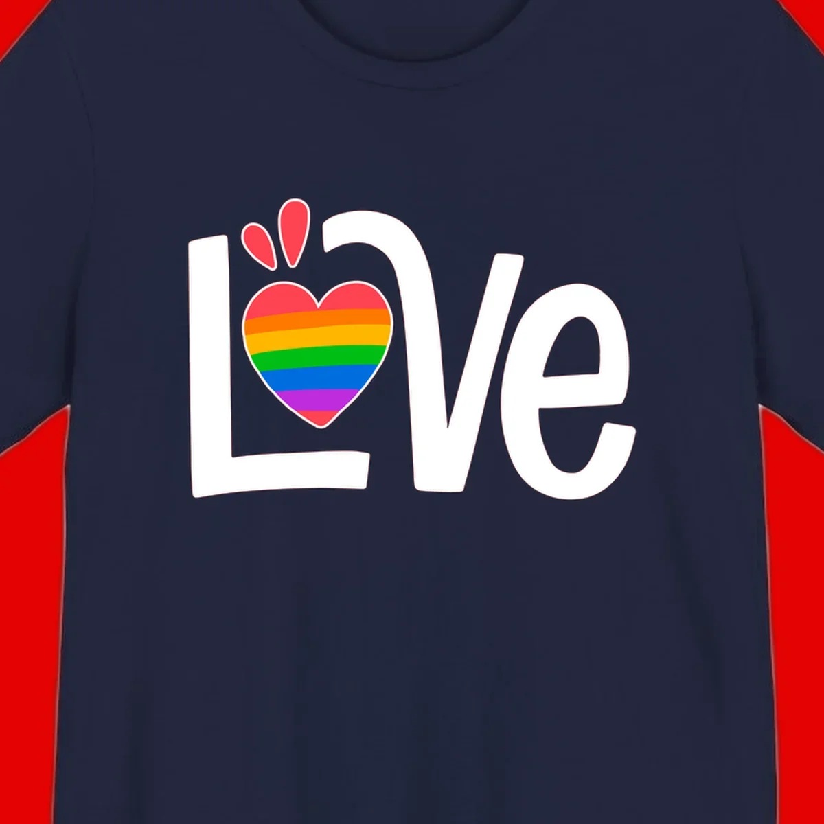 Love pride paw print design with rainbow-striped heart and white lettering on gray background