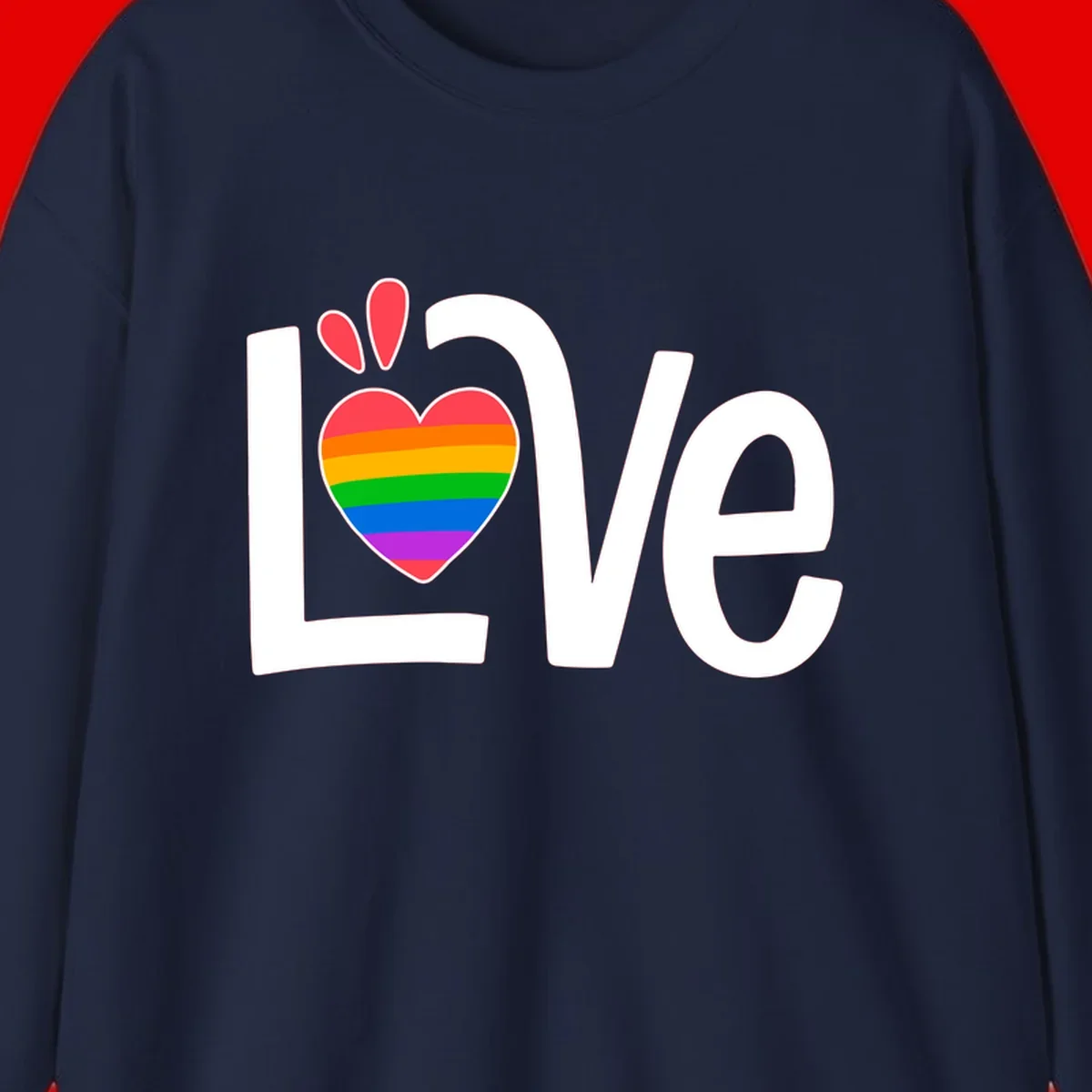 Love pride paw print design with rainbow-striped heart and white lettering on gray background