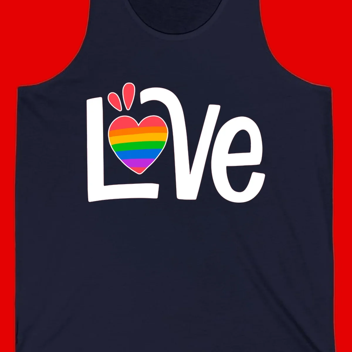 Love pride paw print design with rainbow-striped heart and white lettering on gray background
