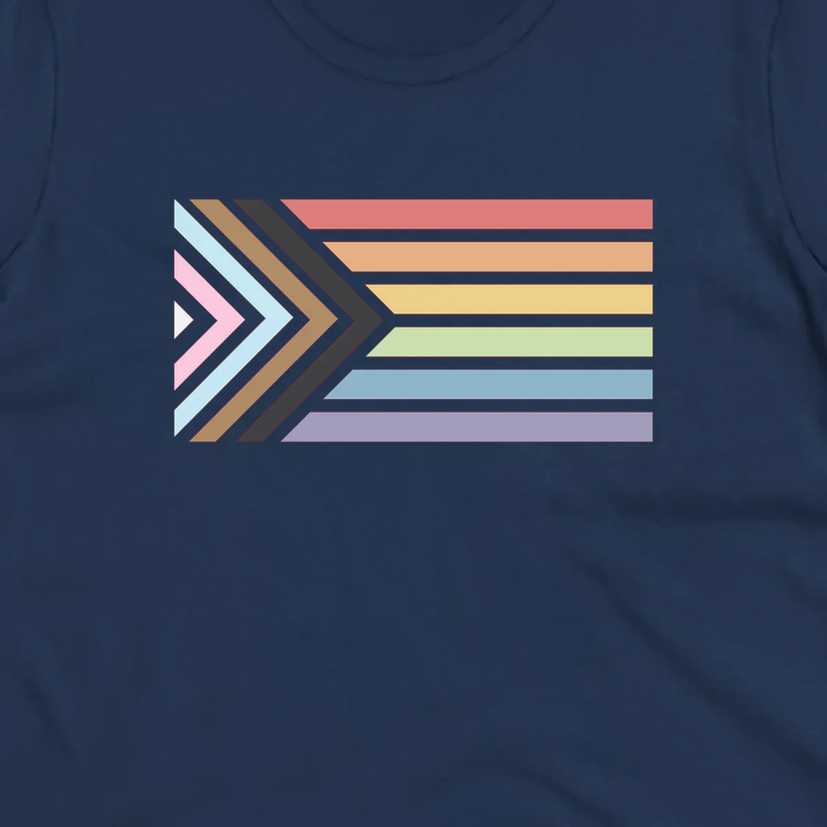 Progress pride arrows design with chevron shapes and rainbow flag stripes representing LGBTQ equality and forward momentum