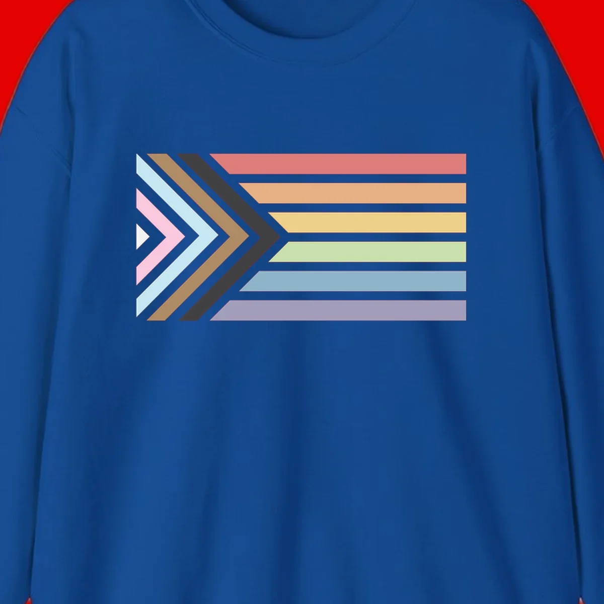 Progress pride arrows design with chevron shapes and rainbow flag stripes representing LGBTQ equality and forward momentum