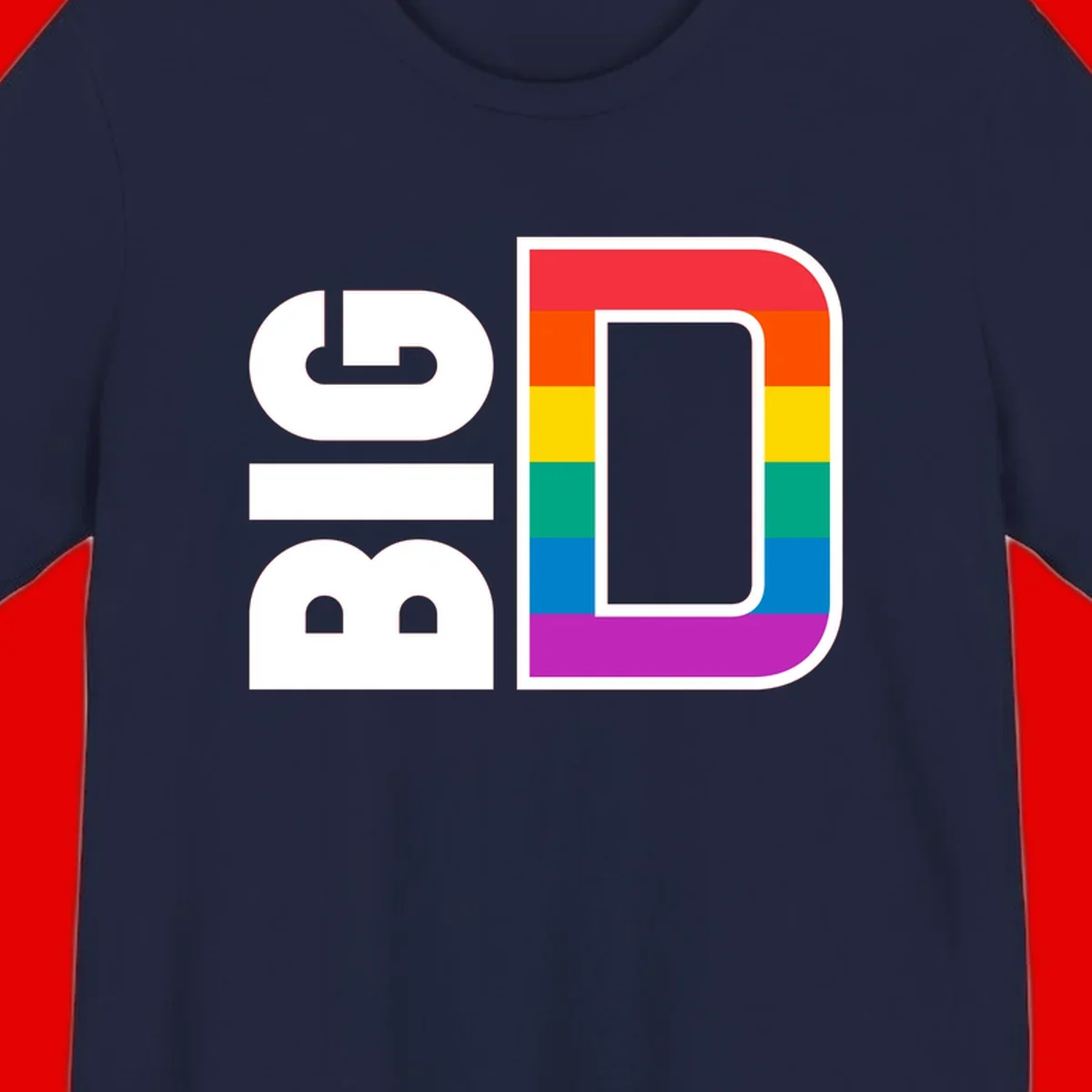 Rainbow pride flag design with rounded rectangle frame featuring red, orange, yellow, green, teal, blue, and purple stripes