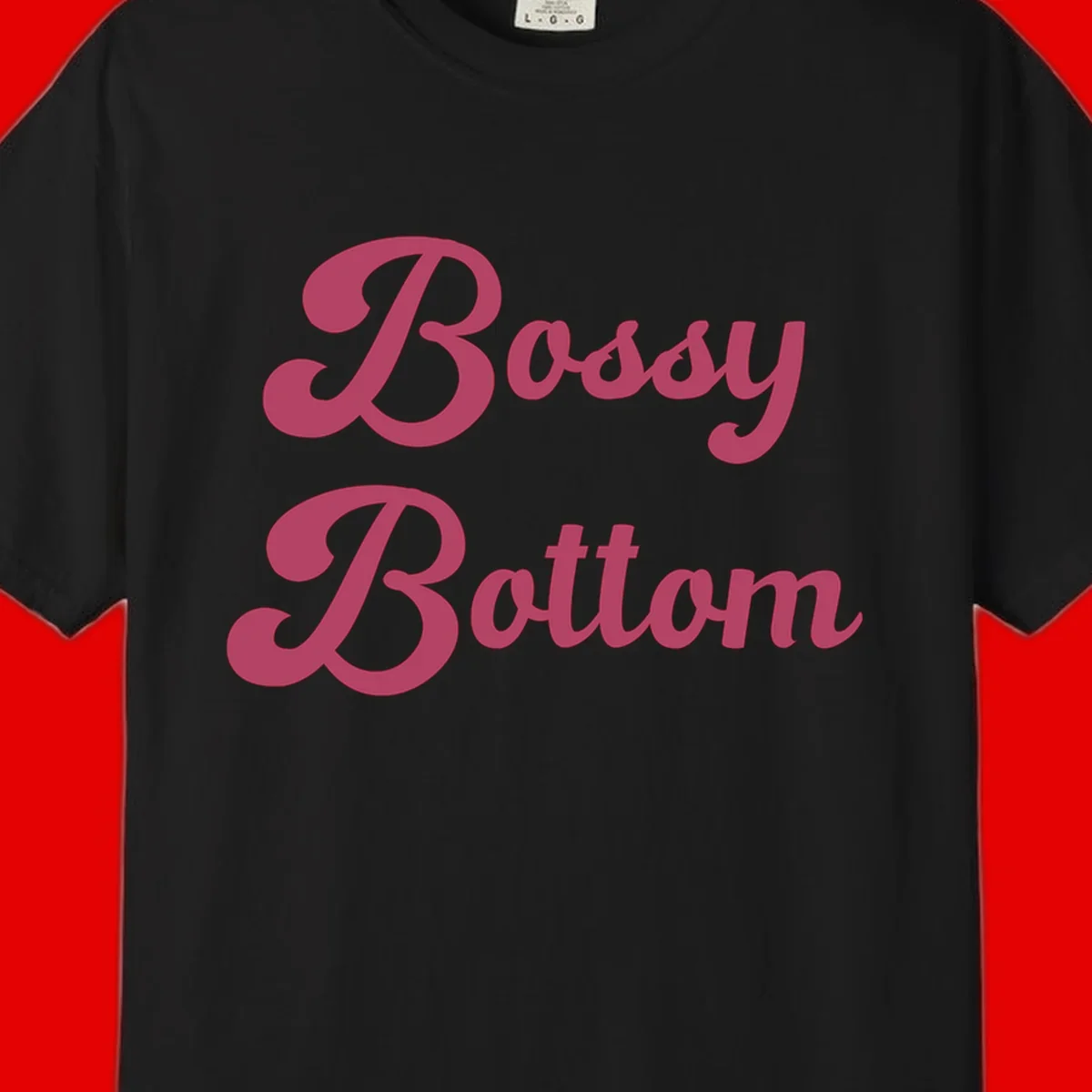 Body rhythm pride design with pink flowing lettering on gray background