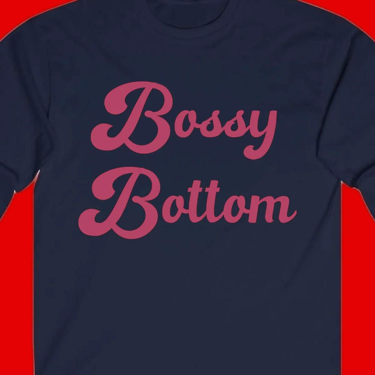 Body rhythm pride design with pink flowing lettering on gray background