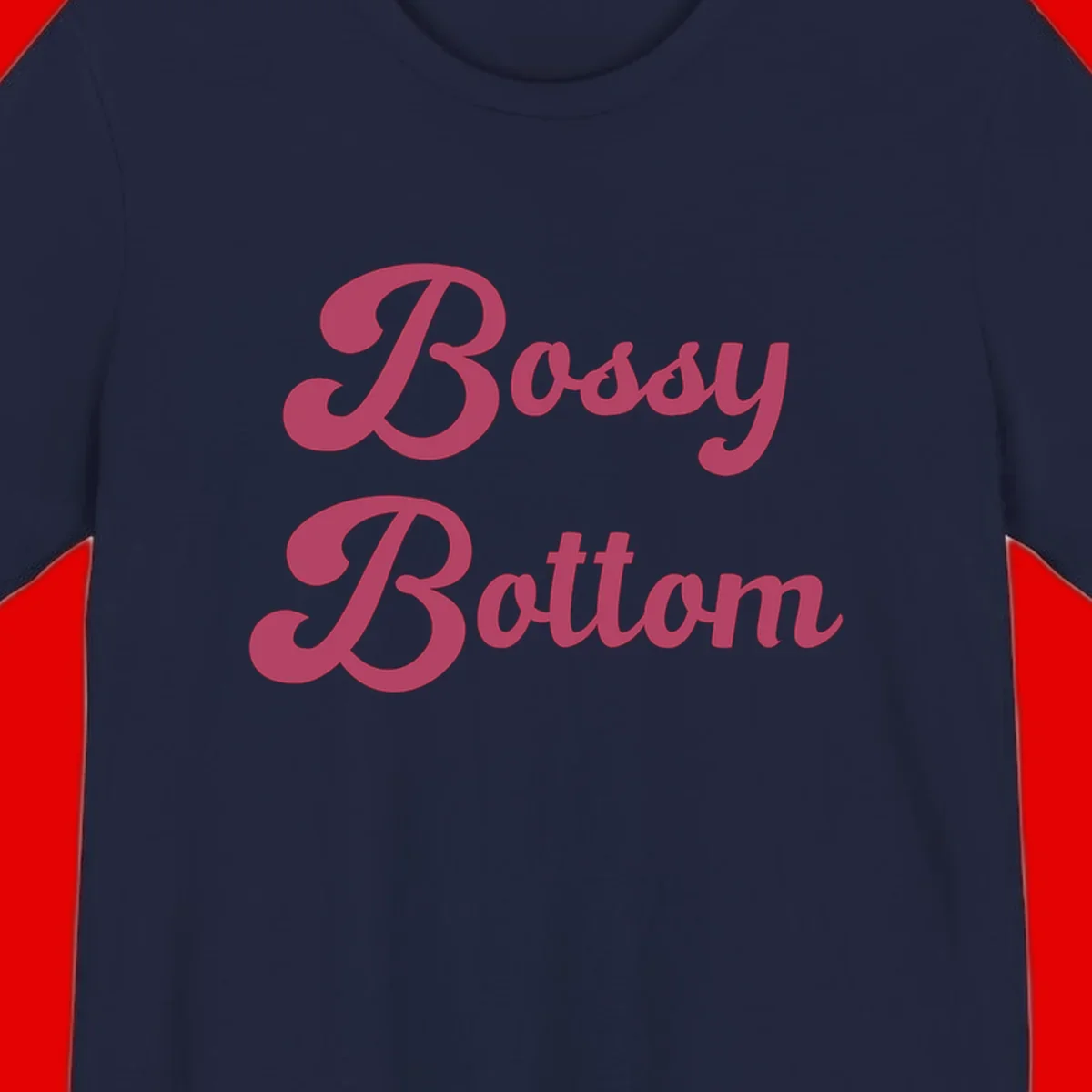 Body rhythm pride design with pink flowing lettering on gray background
