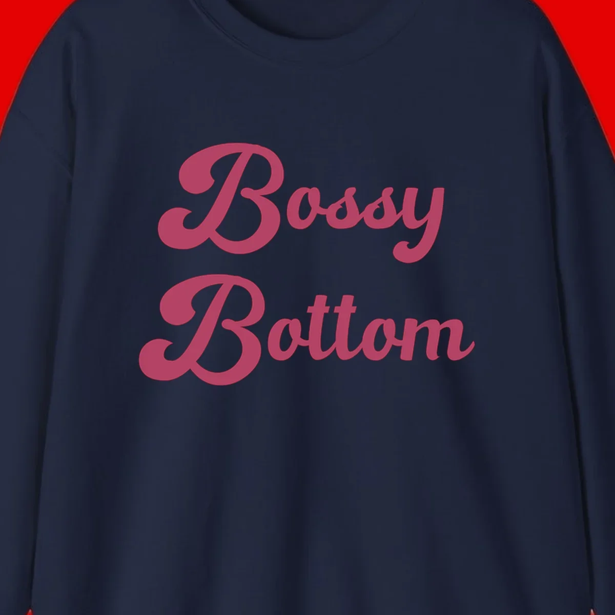Body rhythm pride design with pink flowing lettering on gray background