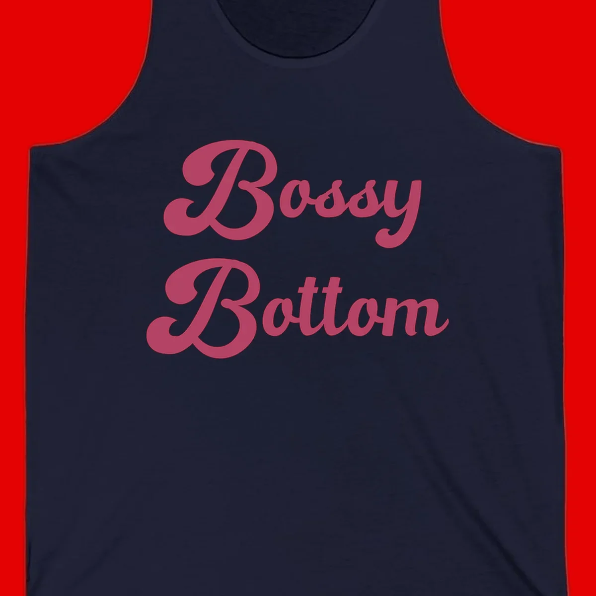 Body rhythm pride design with pink flowing lettering on gray background