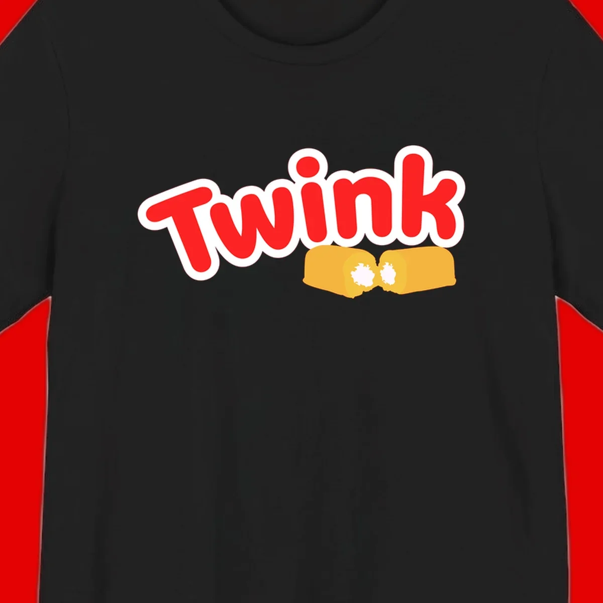 Red 'Twink' text with white outline above two yellow fists bumping together with white highlights, comic book style pride design