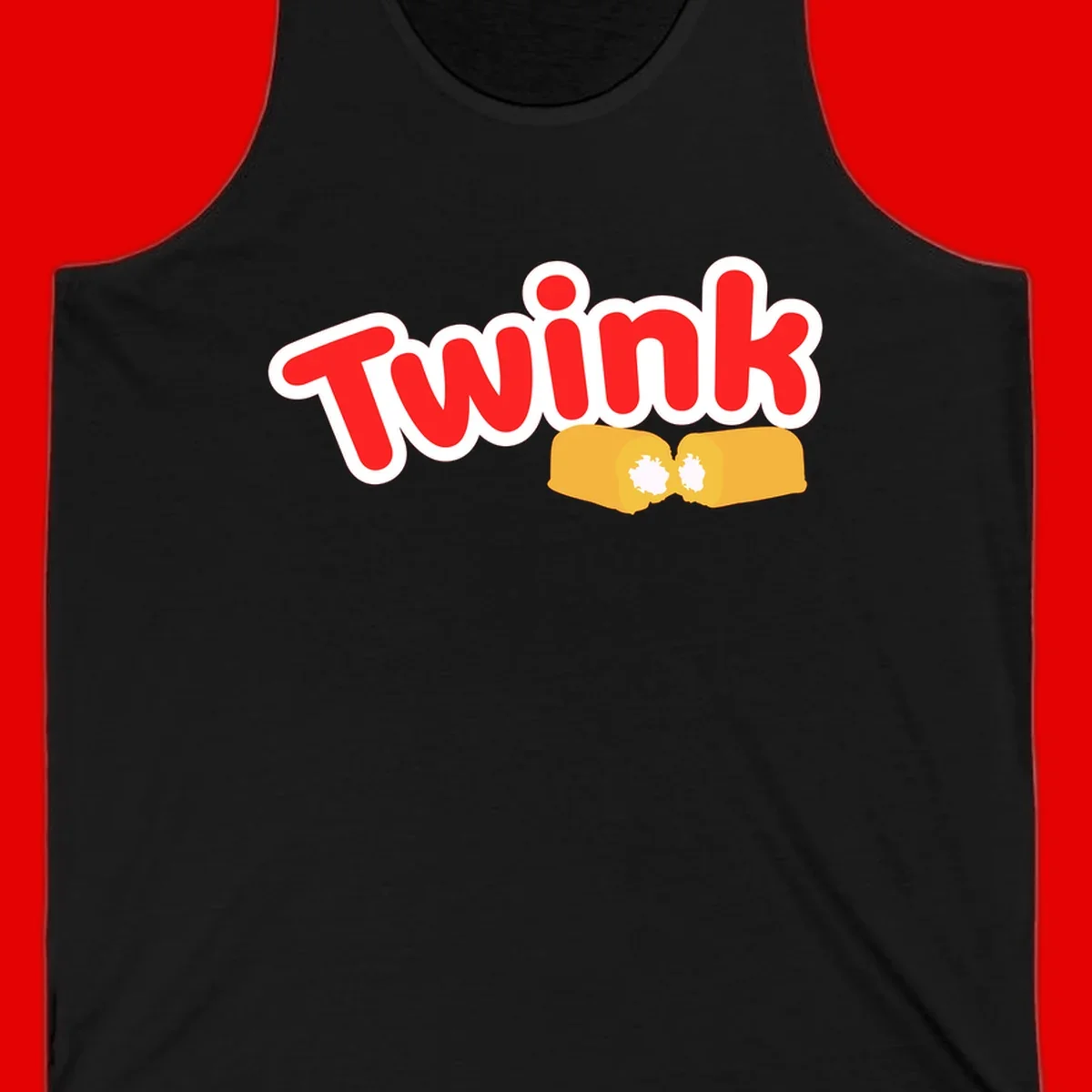 Red 'Twink' text with white outline above two yellow fists bumping together with white highlights, comic book style pride design