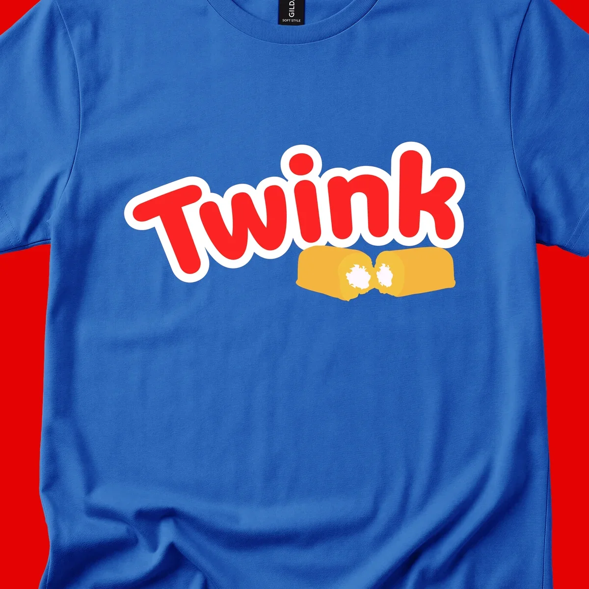 Red 'Twink' text with white outline above two yellow fists bumping together with white highlights, comic book style pride design